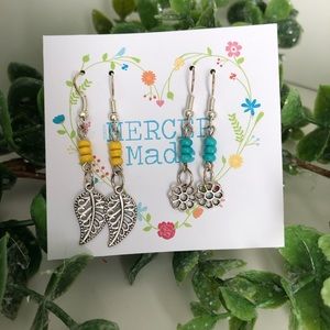 NWT Silver Earrings Leaf Earrings Flower Earrings